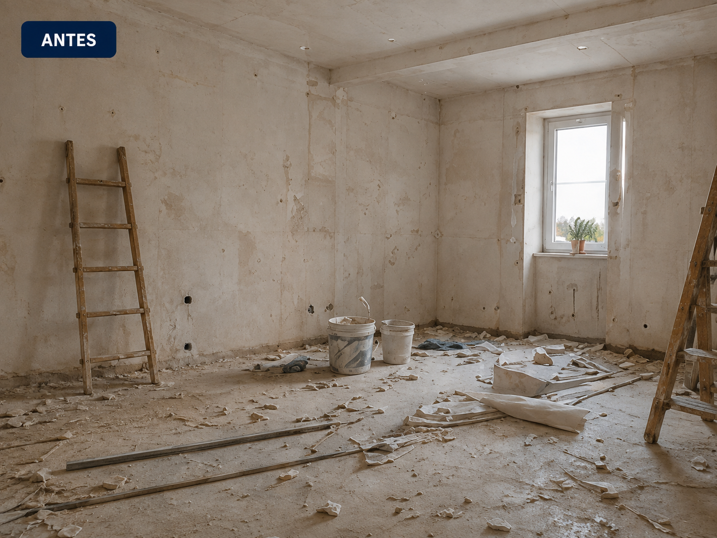 Vivienda antes de una limpieza de fin de obra en Madrid